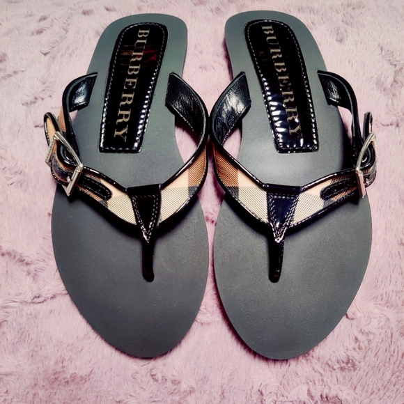 Authentic Burberry Flip Flop Nova Check Black Size 37 - Picture 3 of 13